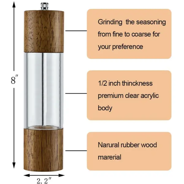 Pepper Mill Manual Salt Spice Grinder With Adjustable Ceramic Core Pepper Grinder - Image 4