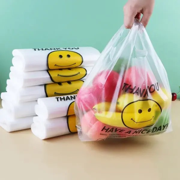 50 Pcs Plastic Bag 3 Sizes Food Storage Bags with Handle supermarket Grocery Shopping - Image 2
