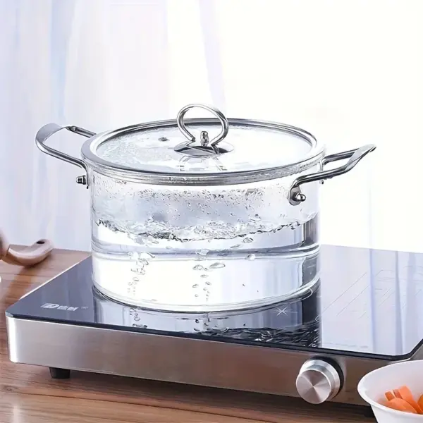 5.5 L Glass Saucepan with Lid, Glass Cooker, Large Volume Soup Pot - Image 6