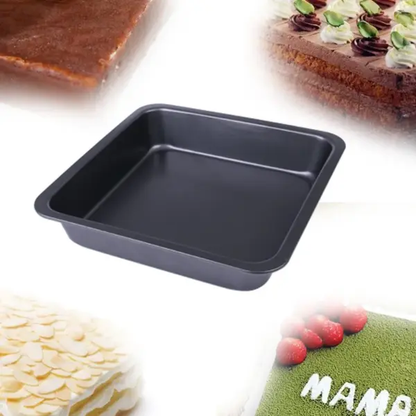 9inch Non Stick Pizza Pan Bakeware Carbon Steel Square Plate Tray Bread Cake Mold Kitchen Baking Tools - Image 3