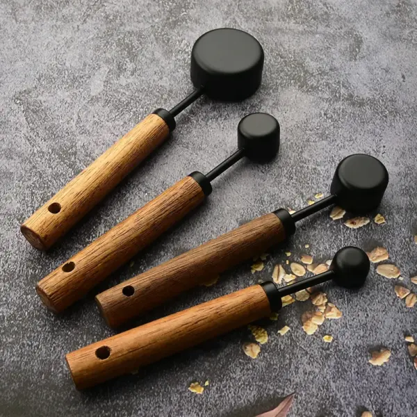 4/8Pcs Wooden Handle Stainless Steel Measuring Cups Spoons - Image 6
