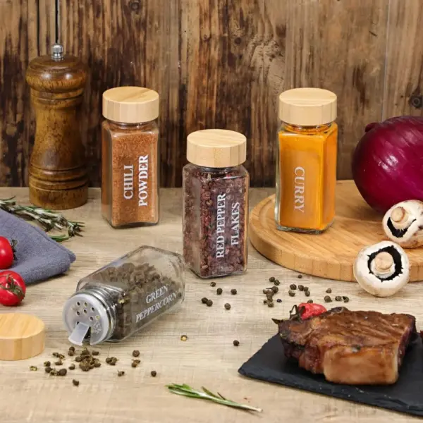 12 Pcs Glass Spice Jars with Bamboo Lids 4 oz Glass Jars with Minimalist Farmhouse - Image 4