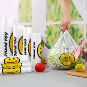 50 Pcs Plastic Bag 3 Sizes Food Storage Bags with Handle supermarket Grocery Shopping