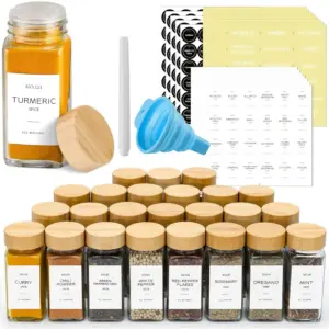 12 Pcs Glass Spice Jars with Bamboo Lids 4 oz Glass Jars with Minimalist Farmhouse