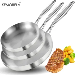 2/3PCS Frying Pan 22/24/26/28CM 304 Stainless Steel