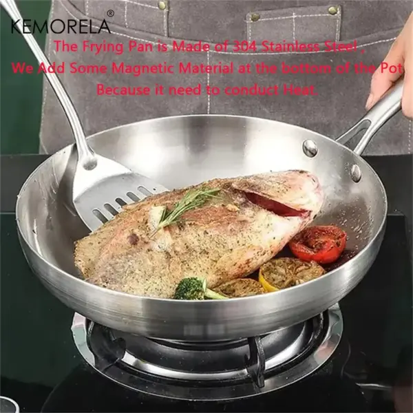2/3PCS Frying Pan 22/24/26/28CM 304 Stainless Steel - Image 2