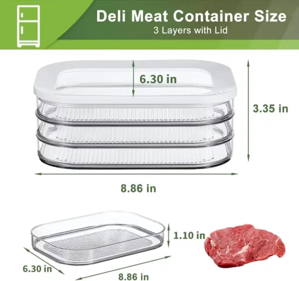 Meat Container for Fridge Bacon Lunch Meat Container for Refrigerator Meal - Image 5