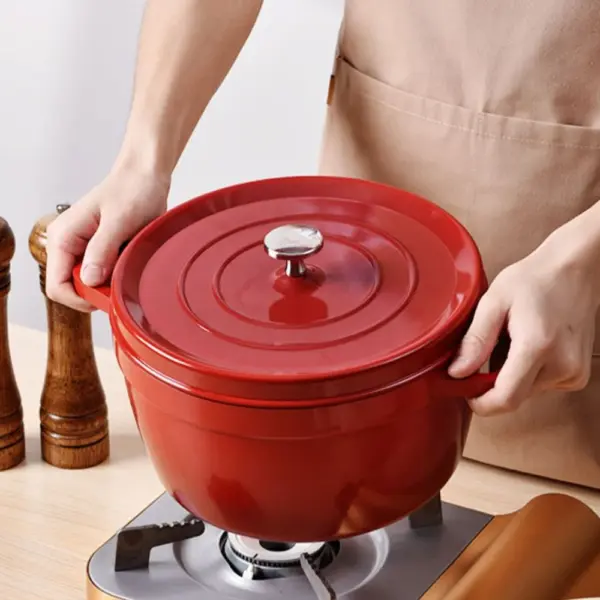 9.5Inch Non-stick Enamel Soup pot Cast iron Stew pan with Lid Household - Image 4