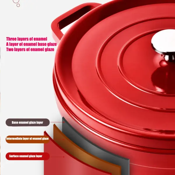 9.5Inch Non-stick Enamel Soup pot Cast iron Stew pan with Lid Household - Image 6