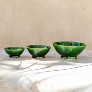 Handmade Moroccan Ceramic Bowls – Green Pottery Snack Bowl, Dip Bowl, Salad Bowl, Cereal Bowl
