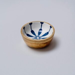 wooden Bowl|  Sokka Jardin Stripes Decorative Handmade Fruit Snack Serving Bowl Rustic Kitchen Dish